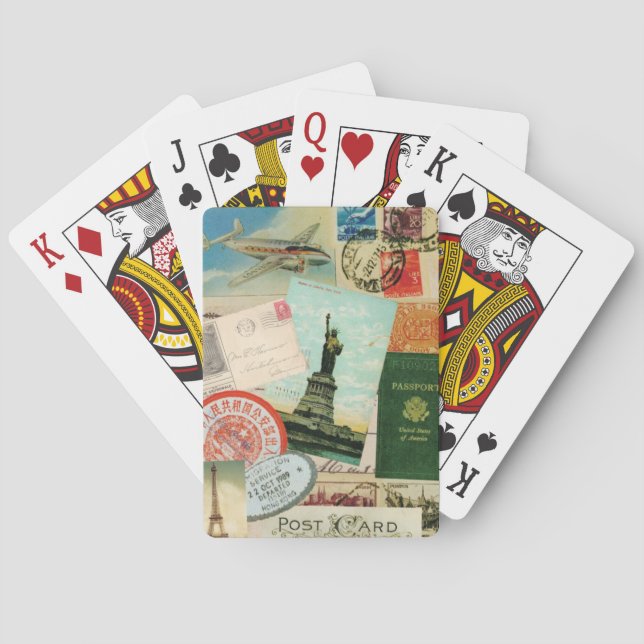 zeitgenössische Reiserollage Spielkarten (Rückseite)