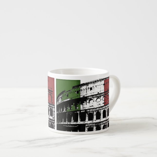 Zeitgenössische römische Kolosseum-Silhouette Espressotasse (Vorderseite Rechts)