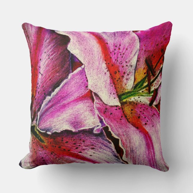 zeitgenössische rosa und schwarze Blume Kissen (Vorderseite)