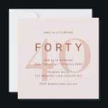 Zeitgenössische Rose 40. Geburtstag Party Einladun Save The Date<br><div class="desc">Diese moderne Typografie-Party Einladung aus dem 40. Jahrhundert eignet sich perfekt für eine moderne Geburtstagsfeier. Das schlichte Design zeichnet sich durch die Rose rosa Akzente in einem typografischen Layout mit einem modernen Ambiente aus. Anpassbar in jeder Farbe. Behalt das Design minimal und elegant, wie es ist, oder personalisiere es durch...</div>