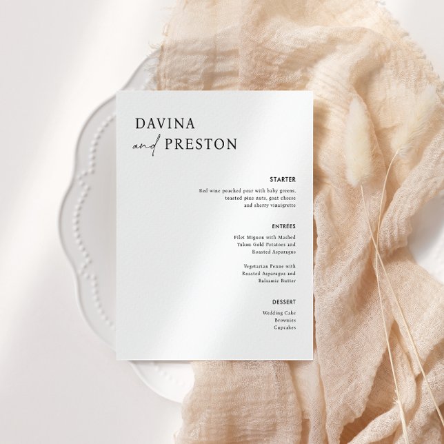 Zeitgenössische Schrift Moderne WEDD DINNER MENU (Von Creator hochgeladen)