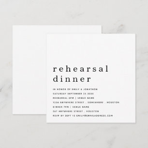 Zeitgenössische Schwarz-weiße Probe Abendessen Ein Einladung