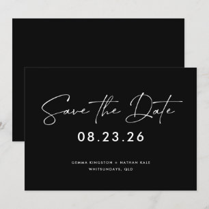 Zeitgenössische schwarz-weiße Save-the-Date-Karte Einladung
