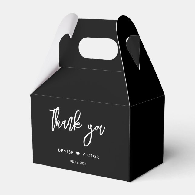 Zeitgenössische schwarze Hochzeit danke Geschenkschachtel (Vorderseite)