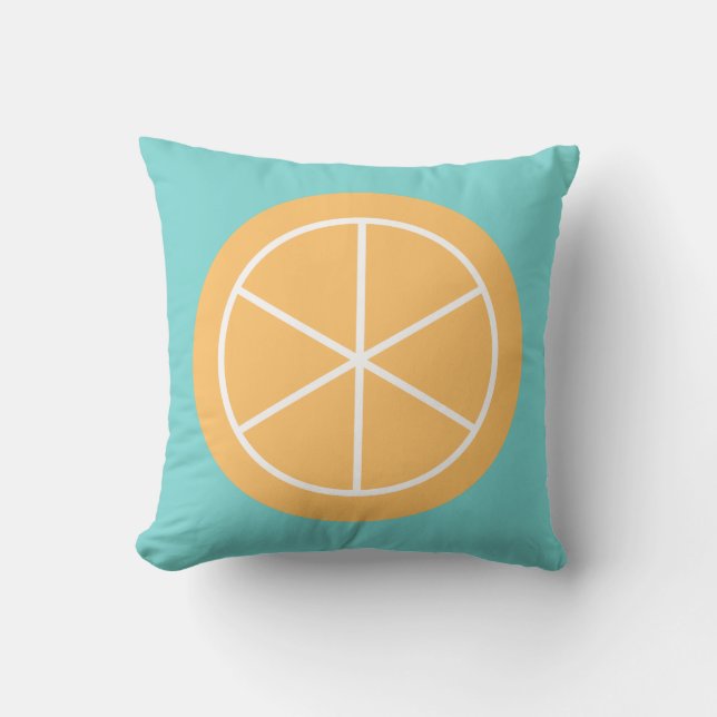 Zeitgenössische Sommerzitrus / Aquamarin / Orange  Kissen (Vorderseite)