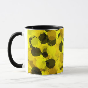 Zeitgenössische Sonnenblume Abstrakte Punkte Gelbe Tasse