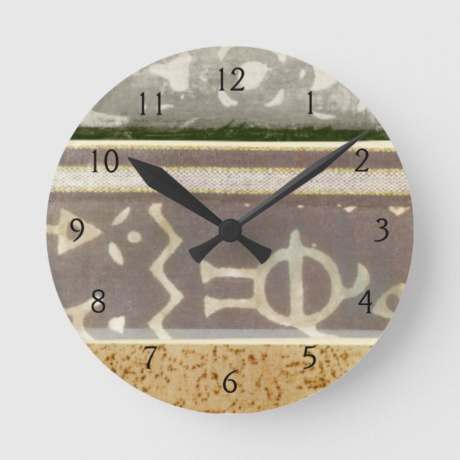 Zeitgenössische Stammes- Muster-Malerei Runde Wanduhr (Vorderseite)