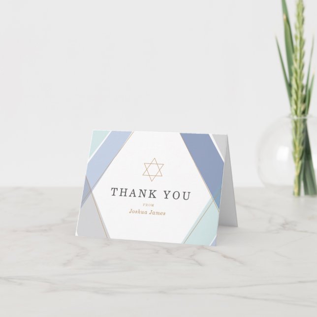 Zeitgenössische Streifen Bar Mitzvah Vielen Dank Dankeskarte (Vorderseite)