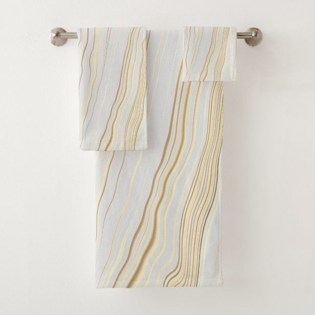 Zeitgenössische Taupe mit Linenmuster Badhandtuch Set (Insitu)