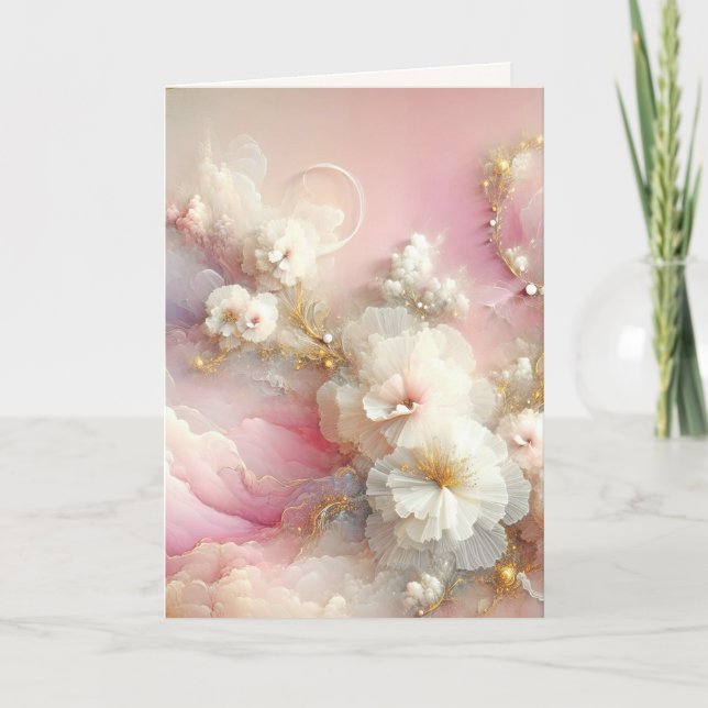 Zeitgenössische Tulle Floral Abstrakt Karte (Vorderseite)