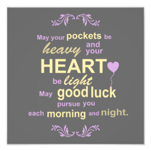 Zeitgenössische Typografie Irischer Segen in Grau Fotodruck