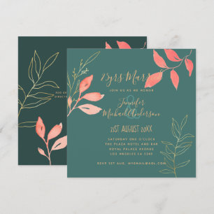 Zeitgenössische WEDD ANNIVERSARY Coral Turquoise Einladung