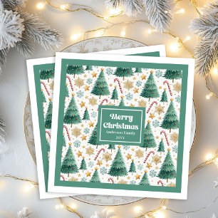Zeitgenössische Weihnachtsbäume Festliche Papiertü Serviette