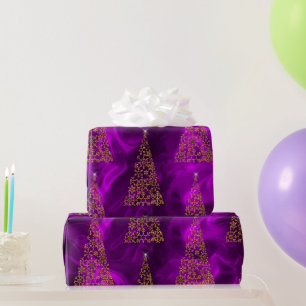 Zeitgenössische Weihnachtsbaumen auf Lila Geschenkpapier