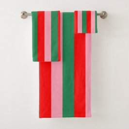 Zeitgenössische Weihnachtsstreifen Badhandtuch Set