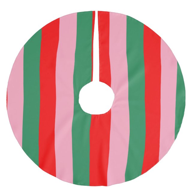 Zeitgenössische Weihnachtsstreifen Polyester Weihnachtsbaumdecke (Vorderseite)