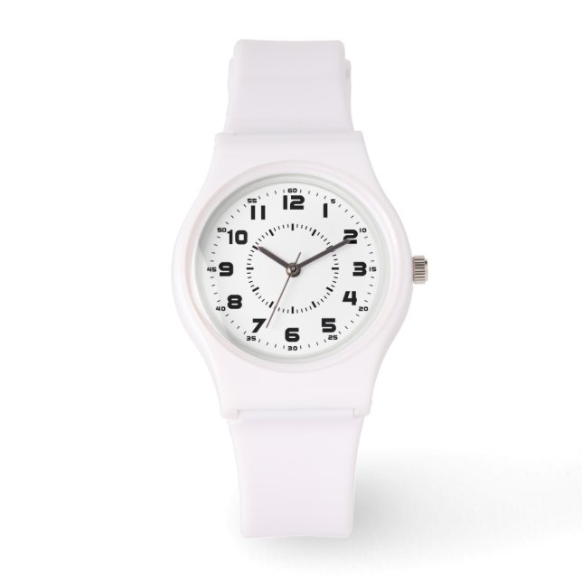 Zeitgenössische weiße Sportuhr Armbanduhr (Vorderseite)