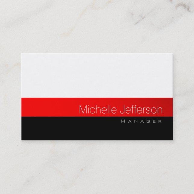 Zeitgenössische White Red Black Gray Business Card Visitenkarte (Vorderseite)