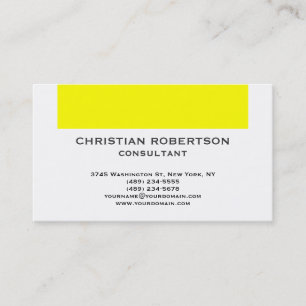 Zeitgenössische Yellow White Consultant-Visitenkar Visitenkarte