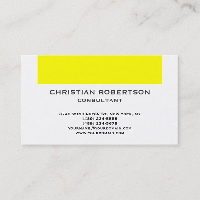 Zeitgenössische Yellow White Consultant-Visitenkar Visitenkarte (Vorderseite)