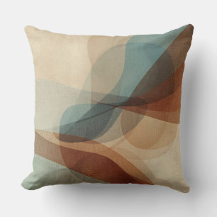 Zeitgenössischer Blaue Rostige Braune Beige Abstra Kissen