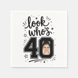 Zeitgenössischer Foto-Rahmen zum 40. Geburtstag Serviette