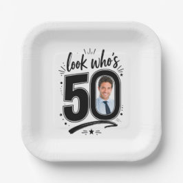 Zeitgenössischer Foto-Rahmen zum 50. Geburtstag Pappteller