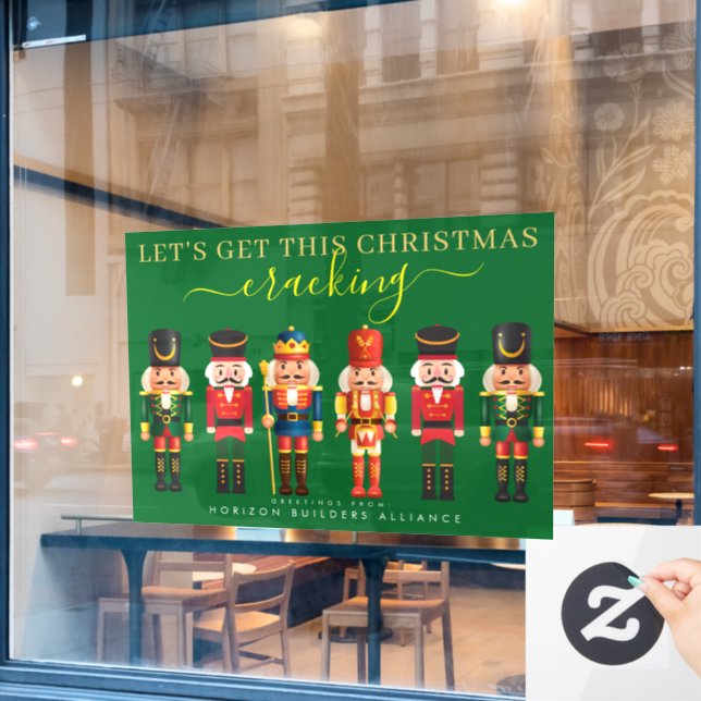 Zeitgenössischer Fun Green Nutcracker Business Win Fensteraufkleber (Café-Fenster)