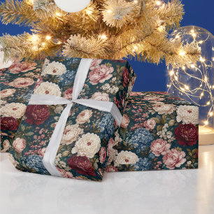 Zeitgenössischer geschichteter Blumenteppich Geschenkpapier