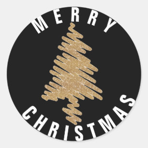 Zeitgenössischer Gold-Weihnachtsbaum-Sticker Runder Aufkleber