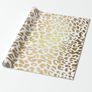 Zeitgenössischer goldener Leopard-weiße Geschenkpapier