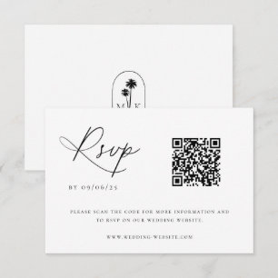 Zeitgenössischer Hochzeit QR Code im Küstenstil RSVP Karte
