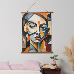 Zeitgenössischer Kubismus-Porträt Bold Picasso-Ins Wandteppich Mit Holzrahmen