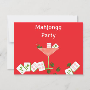 Zeitgenössischer Mahjong Party Martini Glass Postk Postkarte