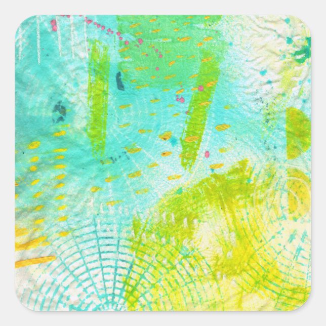 Zeitgenössischer Mixed Media Artist Impression Quadratischer Aufkleber (Vorderseite)