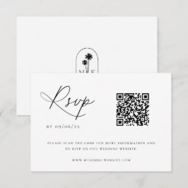 Zeitgenössischer QR-Code für Küstenchic Wedding RSVP Karte