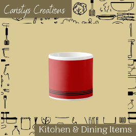 Zeitgenössischer Rotappel mit Stripes Espresso Cup Espressotasse