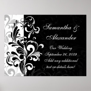 Zeitgenössischer Schwarz-Weiß-Swirl Poster