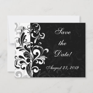 Zeitgenössischer Schwarz-Weiß-Swirl Save The Date