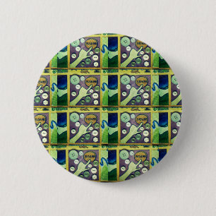 Zeitgenössischer Spaß-Mosaik-Kunst-Druck – Ein Spi Button