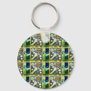 Zeitgenössischer Spaß-Mosaik-Kunst-Druck – Ein Spi Schlüsselanhänger