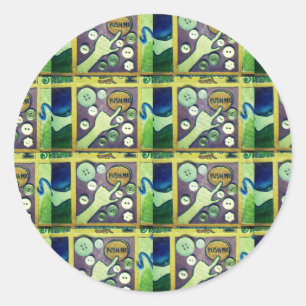 Zeitgenössischer Spaß-Mosaik-Kunstprint – Ein Spie Runder Aufkleber