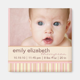 Zeitgenössischer Streifen-Baby-Foto-Magnet Magnet