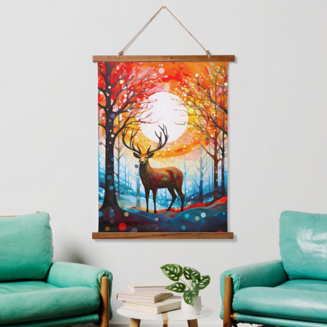 Zeitgenössischer Wald Wandteppich Mit Holzrahmen (Wohnzimmer)