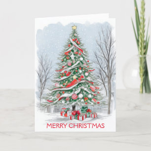 Zeitgenössischer Weihnachtsbaum Feiertagskarte