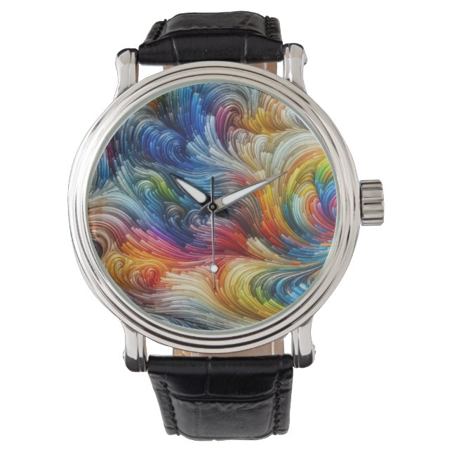 Zeitgenössisches Abstraktes Funkspektrum Armbanduhr (Vorderseite)