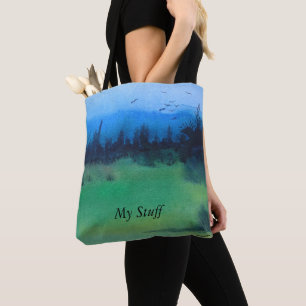 zeitgenössisches abstraktes Landschaftsdesign bunt Tasche