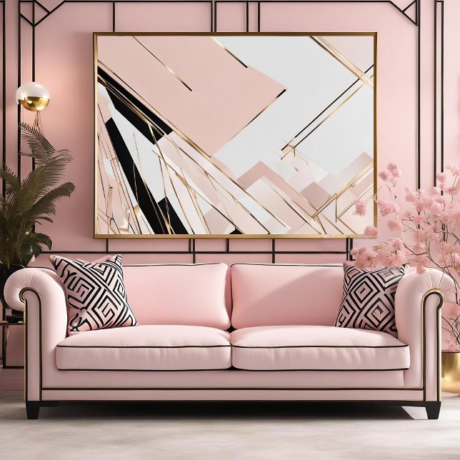 Zeitgenössisches Art Deco Inspiriert Poster (Pretty pink Art Deco inspired contemporary print. Available in various sizes.)
