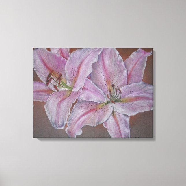 Zeitgenössisches Bild von zwei großen Blume der ro Leinwanddruck (Vorderseite)