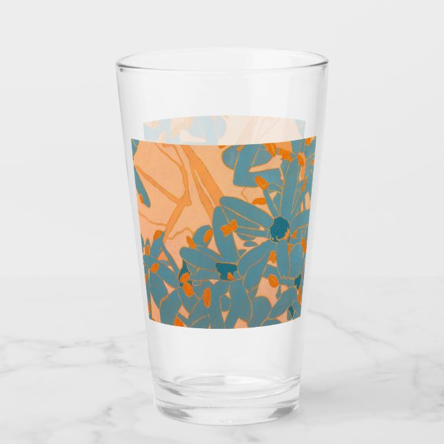 Zeitgenössisches Blattdesign in Pfirsich  Glas (Vorderseite)